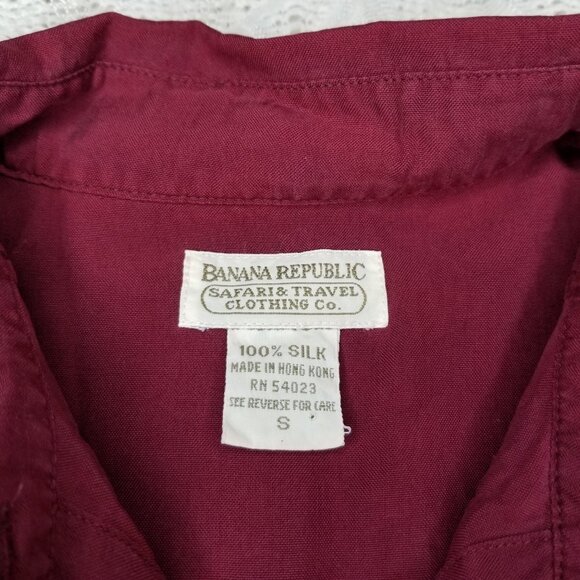VINTAGE Banana Republic Silk Button Down Shirt wine S Safari & Travel Clothing - Picture 6 of 10